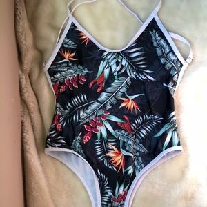 Tropical hi-cut swimsuit
